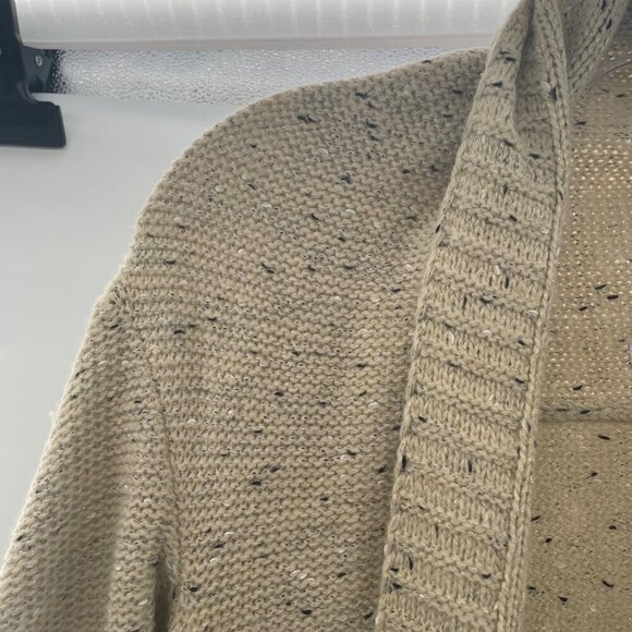 RENJO Womens Knit Cardigan Open Front Faux Leather Pockets Size Large - Picture 5 of 9